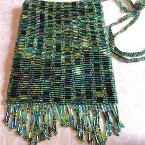 Handmade Green Beaded Purse by Fair Trade
